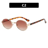 New Oval Sunglasses Women Fashion UV Protection Street Style Personality Concave Shape Travel Sunscreen Brown Gold sku image 2
