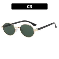 New Oval Sunglasses Women Fashion UV Protection Street Style Personality Concave Shape Travel Sunscreen Brown Gold sku image 3