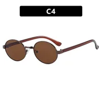 New Oval Sunglasses Women Fashion UV Protection Street Style Personality Concave Shape Travel Sunscreen Brown Gold sku image 4