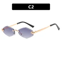 Unisex Diamond Shape Sunglasses Fashion Special Frameless UV Protection Travel & Street Style Gray & Gold PC Lens sku image 2