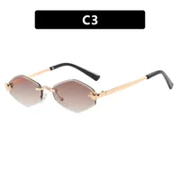 Unisex Diamond Shape Sunglasses Fashion Special Frameless UV Protection Travel & Street Style Gray & Gold PC Lens sku image 3