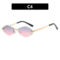 Unisex Diamond Shape Sunglasses Fashion Special Frameless UV Protection Travel & Street Style Gray & Gold PC Lens sku image 4