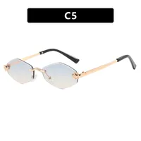 Unisex Diamond Shape Sunglasses Fashion Special Frameless UV Protection Travel & Street Style Gray & Gold PC Lens sku image 5