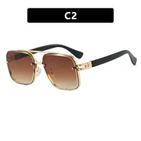 Square Frog Eye Sunglasses Punk Style Metal Frameless Fashion Driving Travel Glasses Gray And Gold PC Material Men Glasses sku image 2