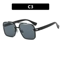 Square Frog Eye Sunglasses Punk Style Metal Frameless Fashion Driving Travel Glasses Gray And Gold PC Material Men Glasses sku image 3