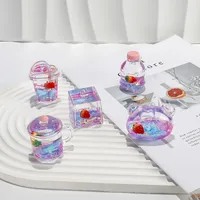 Contrast Color Strawberry Floating Doll Oil Quicksand Bottle Decoration Acrylic Keychain Handbag Pendant Small Gift Wholesale main image 2