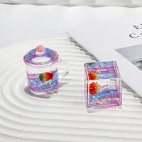 Contrast Color Strawberry Floating Doll Oil Quicksand Bottle Decoration Acrylic Keychain Handbag Pendant Small Gift Wholesale main image 3