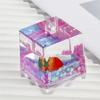 Contrast Color Strawberry Floating Doll Oil Quicksand Bottle Decoration Acrylic Keychain Handbag Pendant Small Gift Wholesale sku image 1