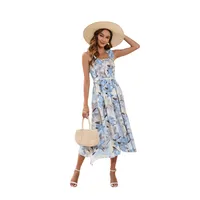 Flower Printing Slip Dress Summer Smocking Dress Leisure Vacation Travel Dress main image 5