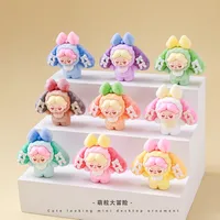 Flocking Lop Eared Rabbit Wendi Meng Grain Doll Desktop Small Ornaments Little Creative Gifts Live Broadcast Match-up Blind Box Wholesale main image 1
