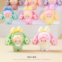Flocking Lop Eared Rabbit Wendi Meng Grain Doll Desktop Small Ornaments Little Creative Gifts Live Broadcast Match-up Blind Box Wholesale main image 2
