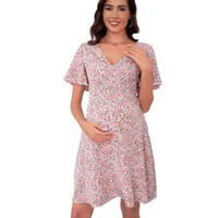 Maternity Clothes Summer New Chiffon Printed Ruffles Dress French Tea Dress Lace-up Skirt main image 5