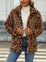 Style Women Plaid Plush Coat Patch Pocket Versatile Long Sleeve Winter Fashion Casual Jacket sku image 21