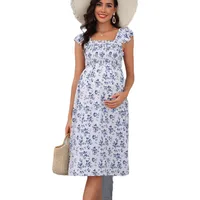 Maternity Clothes New Floral-Print Off-Shoulder Long Dress main image 5