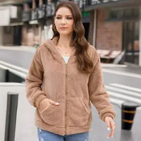 Loose Casual Thickening Hooded Plush Coat main image 2