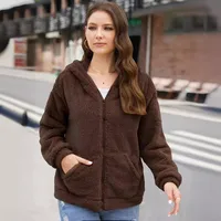 Loose Casual Thickening Hooded Plush Coat main image 3