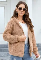Loose Casual Thickening Hooded Plush Coat sku image 11