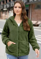 Loose Casual Thickening Hooded Plush Coat sku image 8