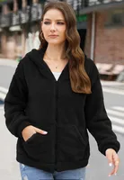 Loose Casual Thickening Hooded Plush Coat sku image 1