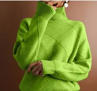 Sy612#  Foreign Trade Fashion High Collar Diamond Lattice Smooth Texture Solid Color Pullover Sweater Elegant Half Turtleneck sku image 22