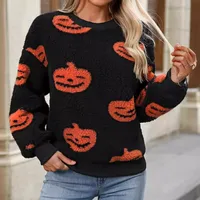 Flash Velvet    Women's Autumn And Winter New  Halloween Printed Plush Loose Pullover Sweatershirt main image 1