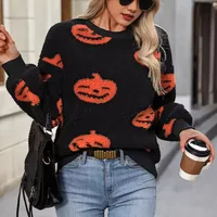 Flash Velvet    Women's Autumn And Winter New  Halloween Printed Plush Loose Pullover Sweatershirt main image 3