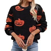 Flash Velvet    Women's Autumn And Winter New  Halloween Printed Plush Loose Pullover Sweatershirt main image 5