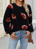 Flash Velvet    Women's Autumn And Winter New  Halloween Printed Plush Loose Pullover Sweatershirt sku image 10