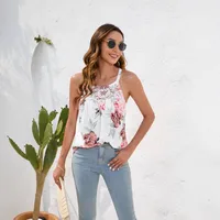 Spring And Summer Women's Clothing Loose-Fitting Casual T-shirt Women's Round Neck Sleeveless Commuter Lace Top main image 2