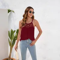 Spring And Summer Women's Clothing Loose-Fitting Casual T-shirt Women's Round Neck Sleeveless Commuter Lace Top main image 3