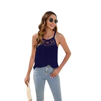 Spring And Summer Women's Clothing Loose-Fitting Casual T-shirt Women's Round Neck Sleeveless Commuter Lace Top main image 5