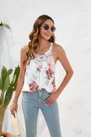 Spring And Summer Women's Clothing Loose-Fitting Casual T-shirt Women's Round Neck Sleeveless Commuter Lace Top sku image 1