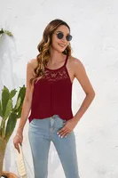 Spring And Summer Women's Clothing Loose-Fitting Casual T-shirt Women's Round Neck Sleeveless Commuter Lace Top sku image 14