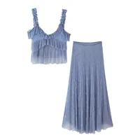 Exclusive For   Women's Clothing  Ins Popular Lace Laminated Decoration Suspender Top Skirt Suit main image 3