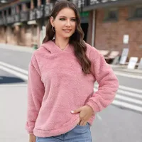 Women's Clothing Thickened Fleece Rabbit Ears Hooded Fleece Pullover main image 1