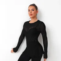 Spring And Summer See-through Elastic Net Women New Sexy Hollow Out Beach Sun Protection Blouse Long Sleeve Round Neck T main image 4