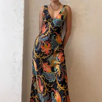 Hot Products Positioning Printing Backless Sleeveless Swing Long Dress main image 4