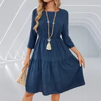 Spring And Summer New Women's Tight Waist 3/4 Sleeve Round Neck Dress main image 1