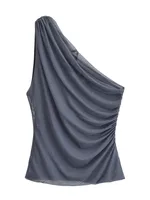 Women's Clothing Ins Internet Hot Pleated Asymmetric Top sku image 5