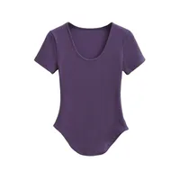 Women's Clothing Hot Sale At  Sexy Hot Girl Style U-Neck Ant Waist Short Sleeve T-shirt sku image 8