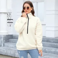 Women's Plush Casual Top Half Zipper Pullover Long Sleeve Sweatshirt Sweatshirt main image 4