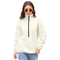 Women's Plush Casual Top Half Zipper Pullover Long Sleeve Sweatshirt Sweatshirt main image 5