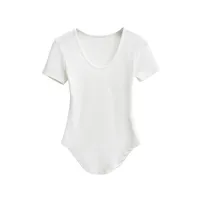 Women's Clothing Hot Sale At  Sexy Hot Girl Style U-Neck Ant Waist Short Sleeve T-shirt sku image 1