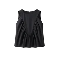Women's Clothing Ins Internet Hot  Spring Round Neck Solid Color Sleeveless Pleated Short Vest main image 2