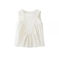 Women's Clothing Ins Internet Hot  Spring Round Neck Solid Color Sleeveless Pleated Short Vest main image 3