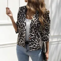 Fashion Leopard Print Single Breasted Casual Small Suit Coat main image 2