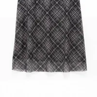 Women's Clothing  Ins Best-Selling Leisure All-Match A- Line Hem Plaid Silk Net Skirt main image 4