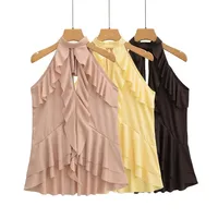 Women's Clothing Ins Internet Hot Laminated Decoration Bow Hanging Collar Top main image 1