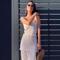 Exclusive For   Women's Clothing  Ins Popular Knitted Coat Tank-Top Stitching Hem Skirt main image 1