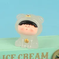 Luminous Three-Dimensional Bear Bell Dog Resin DIY Ornament Accessories Desktop Micro Landscape Ornaments Keychain Pendant sku image 1